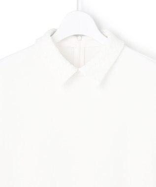 ICB 【先行予約・WEB限定カラーあり】マラボーテライトジョーゼット 半袖ボウタイ付きシャツカラートップス オフホワイト×レース襟［WEB限定］