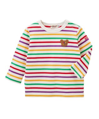 MIKI HOUSE HOT BISCUITS オーバーオール＆ボーダー長袖Tシャツギフトセット【BOX付き】 黄