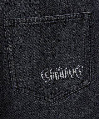 earth music&ecology フリンジロゴデニムショートパンツ Black