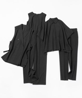 23区 L 【洗える】TWマットクロス ポンチョシルエット シャツ チャコール系