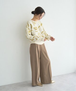 YECCA VECCA アート柄ふくれジャガードニット Ivory