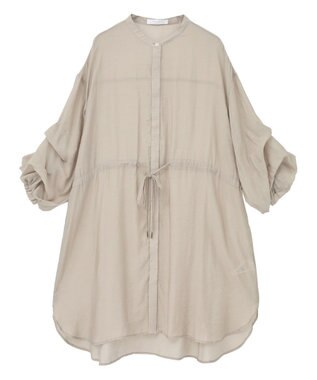 Green Parks バンドカラー比翼タック袖チュニック Beige