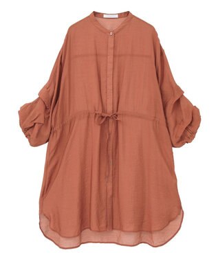 Green Parks バンドカラー比翼タック袖チュニック Terracotta