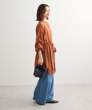 Green Parks バンドカラー比翼タック袖チュニック Terracotta