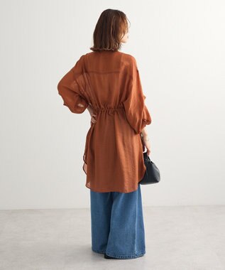 Green Parks バンドカラー比翼タック袖チュニック Terracotta