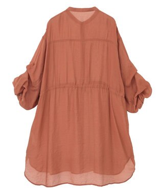 Green Parks バンドカラー比翼タック袖チュニック Terracotta