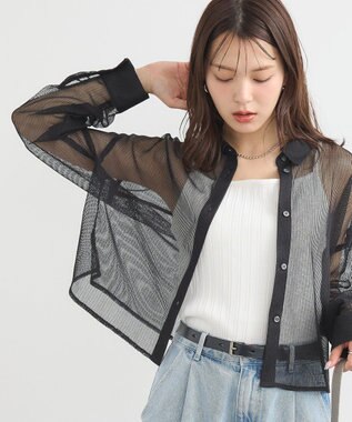 earth music&ecology メッシュストライプショートシャツ