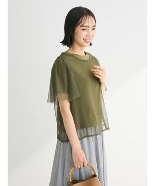 Green Parks ・ＳＵＧＡＲ　ＳＰＯＯＮ　ＳＥＴ２点チュールＴ＋カットＴ Khaki