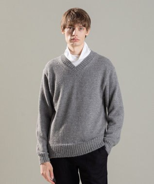JOSEPH HOMME ファインアルパカ　Vネックニット ライトグレー系