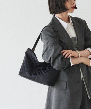 russet ナイロンジャガード2WAYワンハンドルトートバッグ(SF-268) Black/Navy