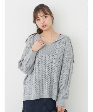 earth music&ecology ビッグカラーニットプルオーバー