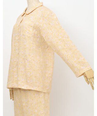 Wing パジャマ 長袖 長ズボン 綿100% 二重ガーゼ素材 ゆったりシルエット 通気性（身生地部） 吸汗速乾性（身生地部） シャツタイプ レディース EP5060 ウイング／ワコール イエロー