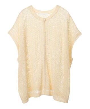 Green Parks 透かし柄ポンチョニットカーディガン Ivory