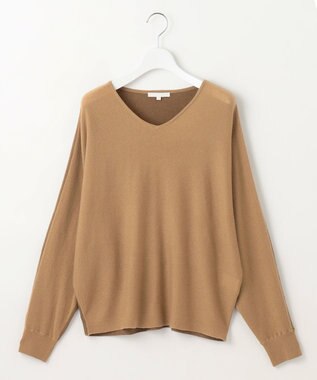 自由区 L 【カタログ掲載】ファインウールカシミヤドルマンシルエット ニット キャメル系