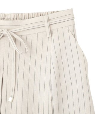 earth music&ecology 【セットアップ対応】ウエストリボンバミューダパンツ Stripe Ivory