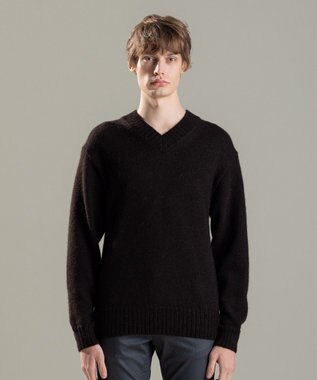 JOSEPH HOMME ファインアルパカ　Vネックニット ダークブラウン系