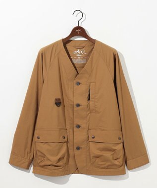 JOSEPH ABBOUD MOUNTAIN 【軽量】ハイパワーストレッチカルゼ ノーカラーアウトドアブルゾン キャメル系