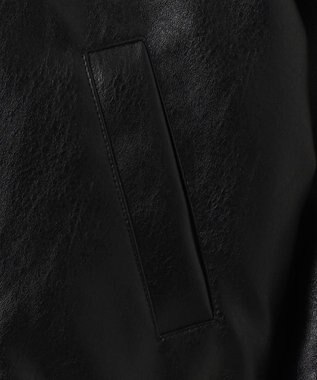 WEGO ヴィンテージライクFレザーRVブルゾン ブラック