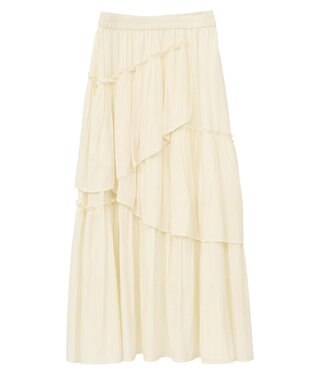 YECCA VECCA アシンメトリーラッフルスカート Ivory