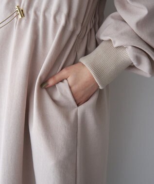 YECCA VECCA ノーカラーラペルロングコート Gray Beige