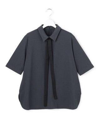 ICB L 【先行予約・WEB限定カラーあり】マラボーテライトジョーゼット 半袖ボウタイ付きシャツカラートップス