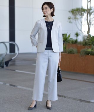 J.PRESS LADIES 【セットアップ対応・洗える・UV加工・吸水速乾】OXIJEWELストレッチ ストレート パンツ ライトグレー系