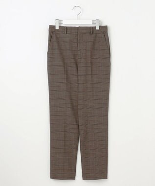 J.PRESS LADIES L 【洗える】T/Rアルガンシルクチェック テーパード パンツ ブラウンチェック系