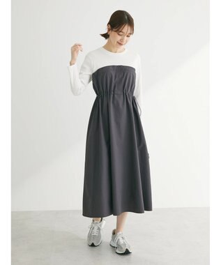 Green Parks ドロストドッキングワンピース Gray