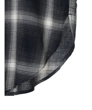 Green Parks リネンレーヨン前立てブラウス Check