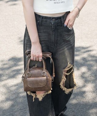 WEGO ミニボストンショルダー ブラウン