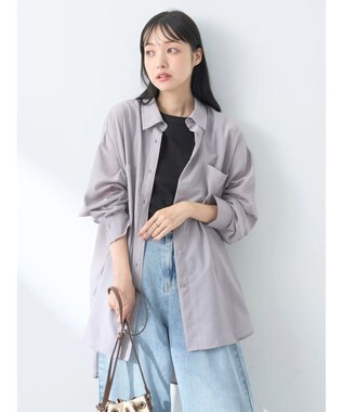 earth music&ecology ウ゛ィンテージボタンフロントポケットシャツ Light Gray