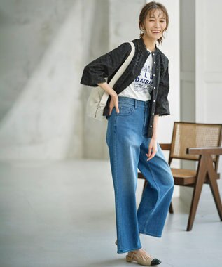 組曲 L ブルーデイジーロゴプリント Tシャツ アイボリー系8