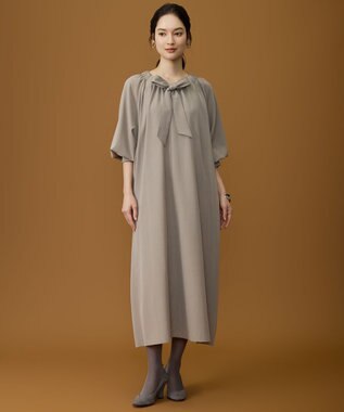 自由区 L 【SHIHOさん着用】TWドレープツイル3WAYボウタイ ワンピース モカ