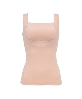 BRADELIS New York 【BRADELIS NewYork peace】すっきり楽ちん綿混ブラキャミ 幅広いバストサイズにフィットするノンワイヤー補整下着 ピーチベージュ