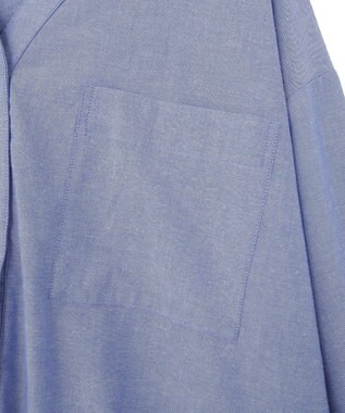 Green Parks 綿麻混Ｖネックオーバーサイズシャツ Sax