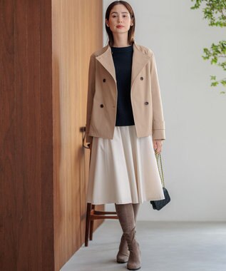 組曲 【WEB限定カラーあり】ウールライクストレッチ フレアスカート アイボリー系