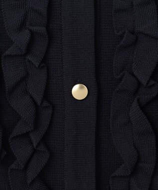 Feroux 【洗える】パフスリーブフリル ニットセットアップ ネイビー系