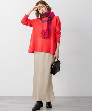 23区 S 【洗える】ピュアカシミヤ フレア ニット オレンジ系