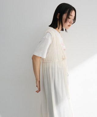 Green Parks メッシュシャーリングレイヤーワンピース Ivory