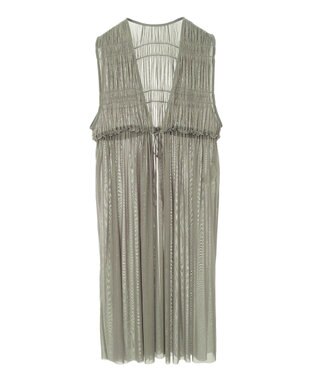 Green Parks メッシュシャーリングレイヤーワンピース Khaki