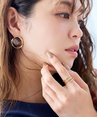 Tiaclasse スフィアーアクリル＋サークルピアス ゴールド×ブラウン