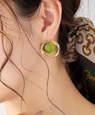 Tiaclasse スフィアーアクリル＋サークルピアス ゴールド×オレンジ