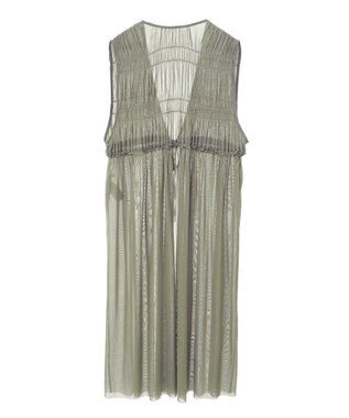 Green Parks メッシュシャーリングレイヤーワンピース Khaki