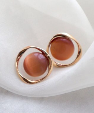 Tiaclasse スフィアーアクリル＋サークルピアス ゴールド×オレンジ