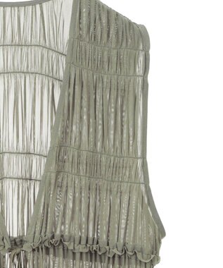 Green Parks メッシュシャーリングレイヤーワンピース Khaki