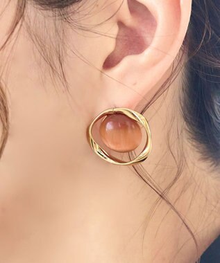 Tiaclasse スフィアーアクリル＋サークルピアス ゴールド×オレンジ