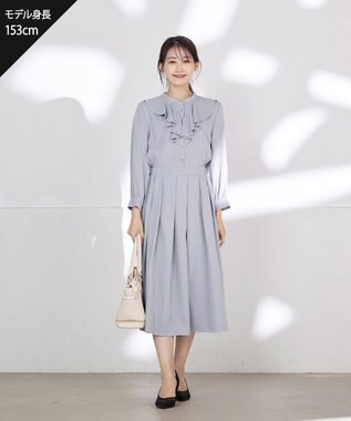 Tiaclasse 【洗える】ラッフルフリルワンピース サックスグレー