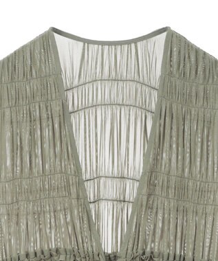 Green Parks メッシュシャーリングレイヤーワンピース Khaki