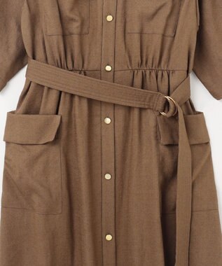 GRACE CONTINENTAL リネンタッチサファリドレス ブラウン