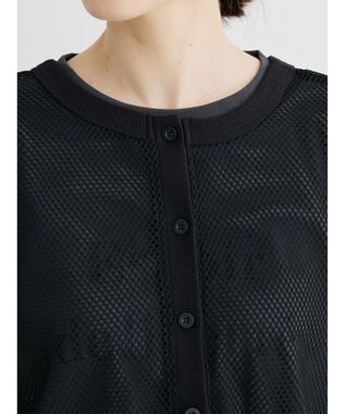 Green Parks ・ＥＬＥＮＣＡＲＥ　ＤＵＥ　２ｗａｙメッシュカーディガン Black